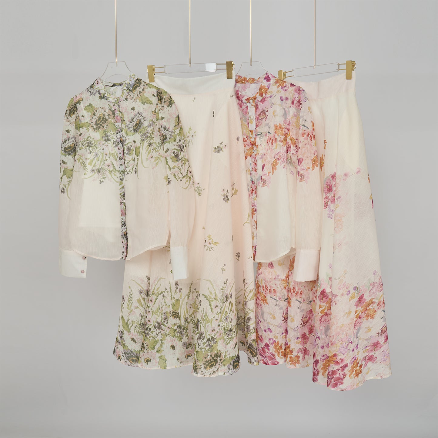Colorful Floral Slip Skirt & Blouse Set