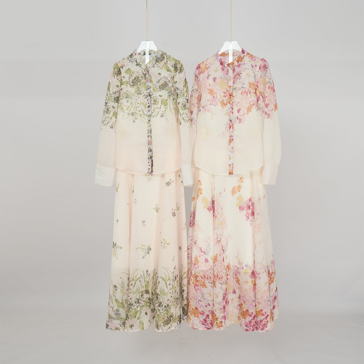 Colorful Floral Slip Skirt & Blouse Set