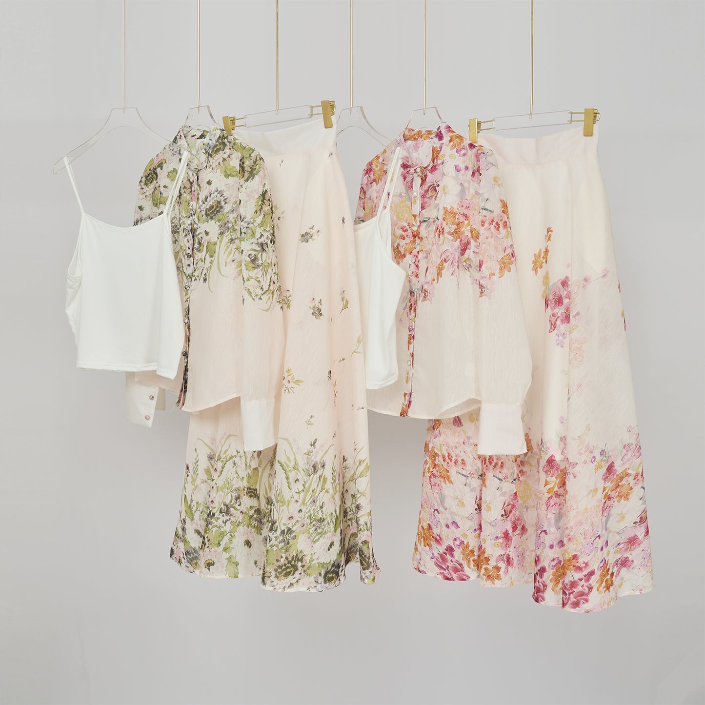 Colorful Floral Slip Skirt & Blouse Set