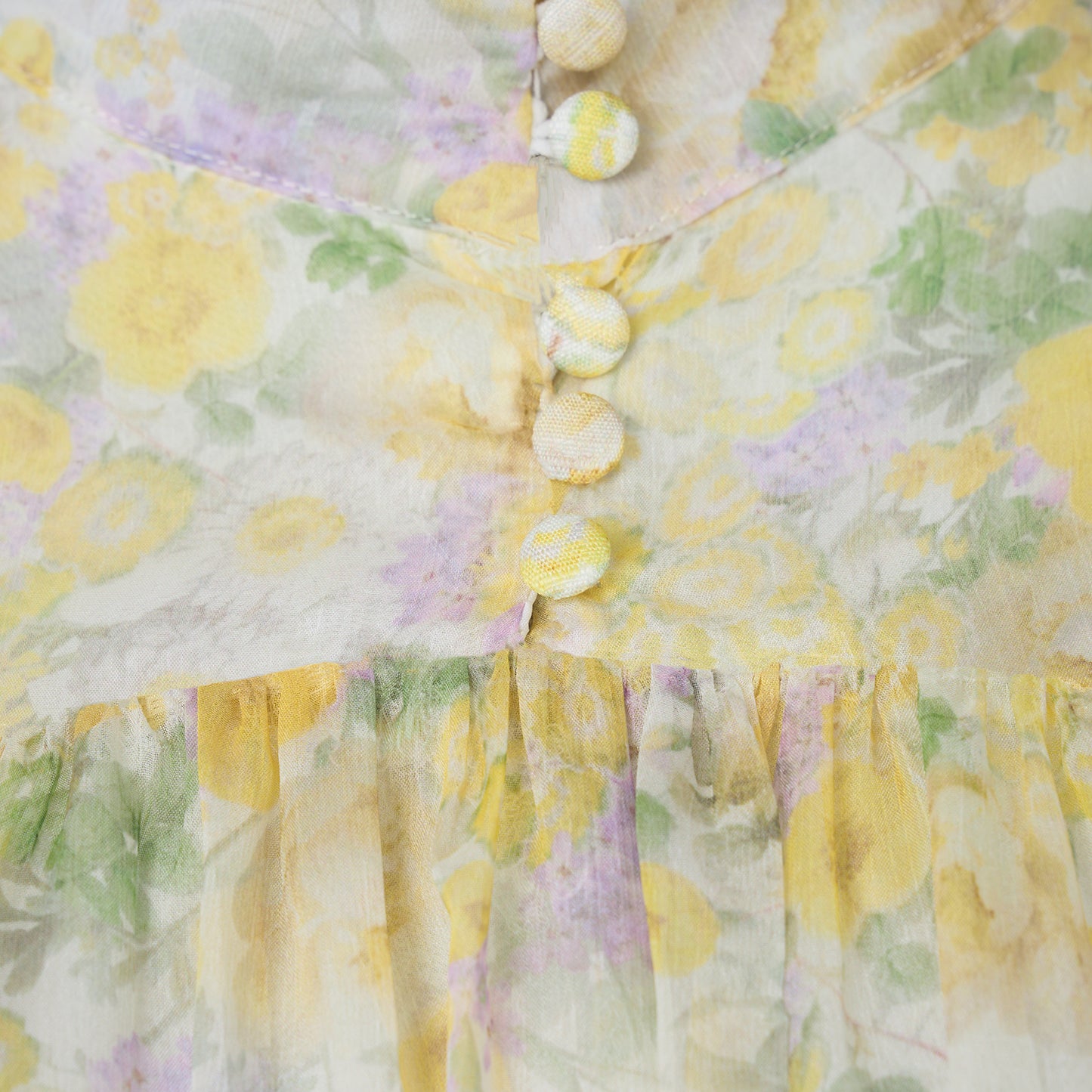 Floral Stand Collar Long Sleeve Tie Waist Midi Dress