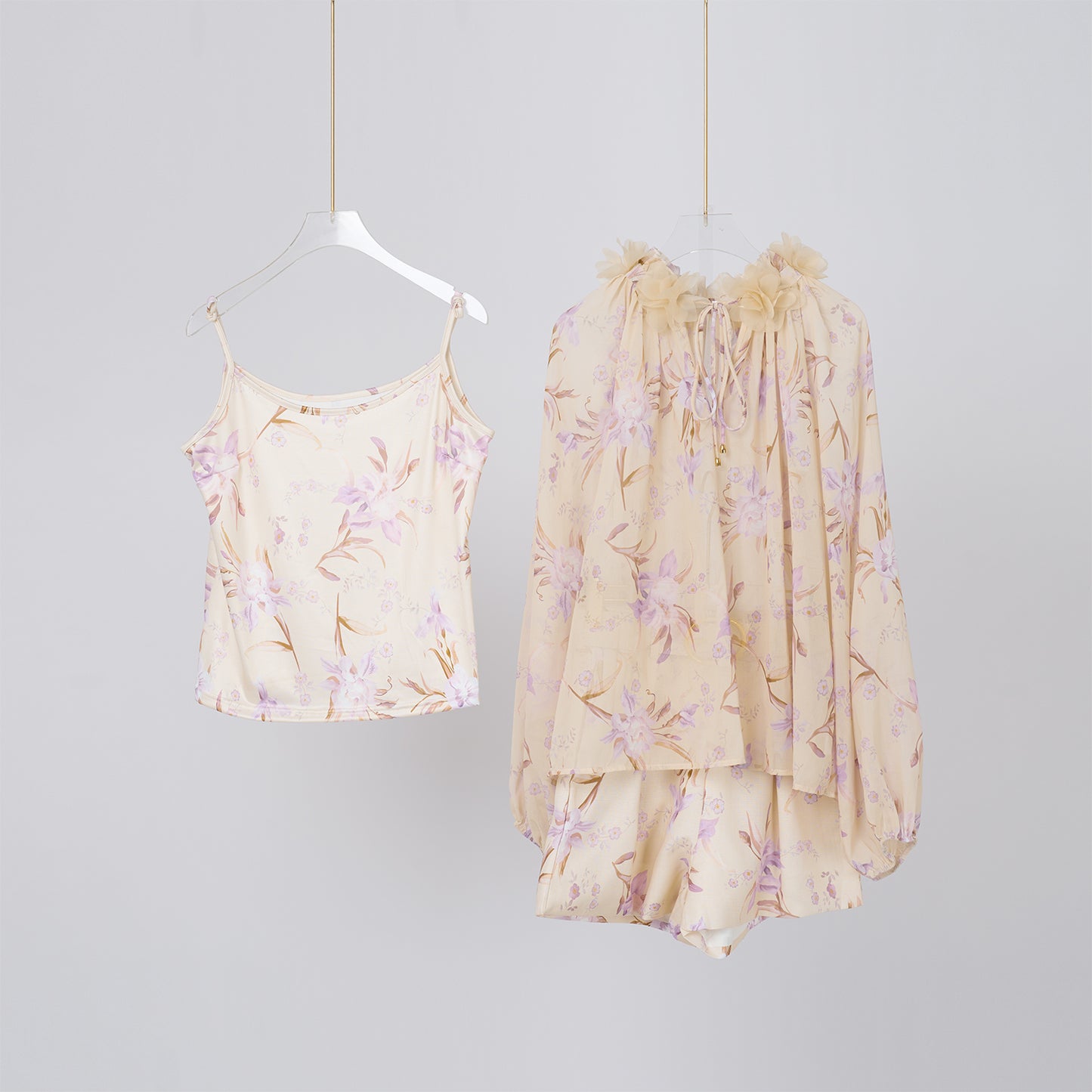 Spring Floral Top High Waisted Shorts Set