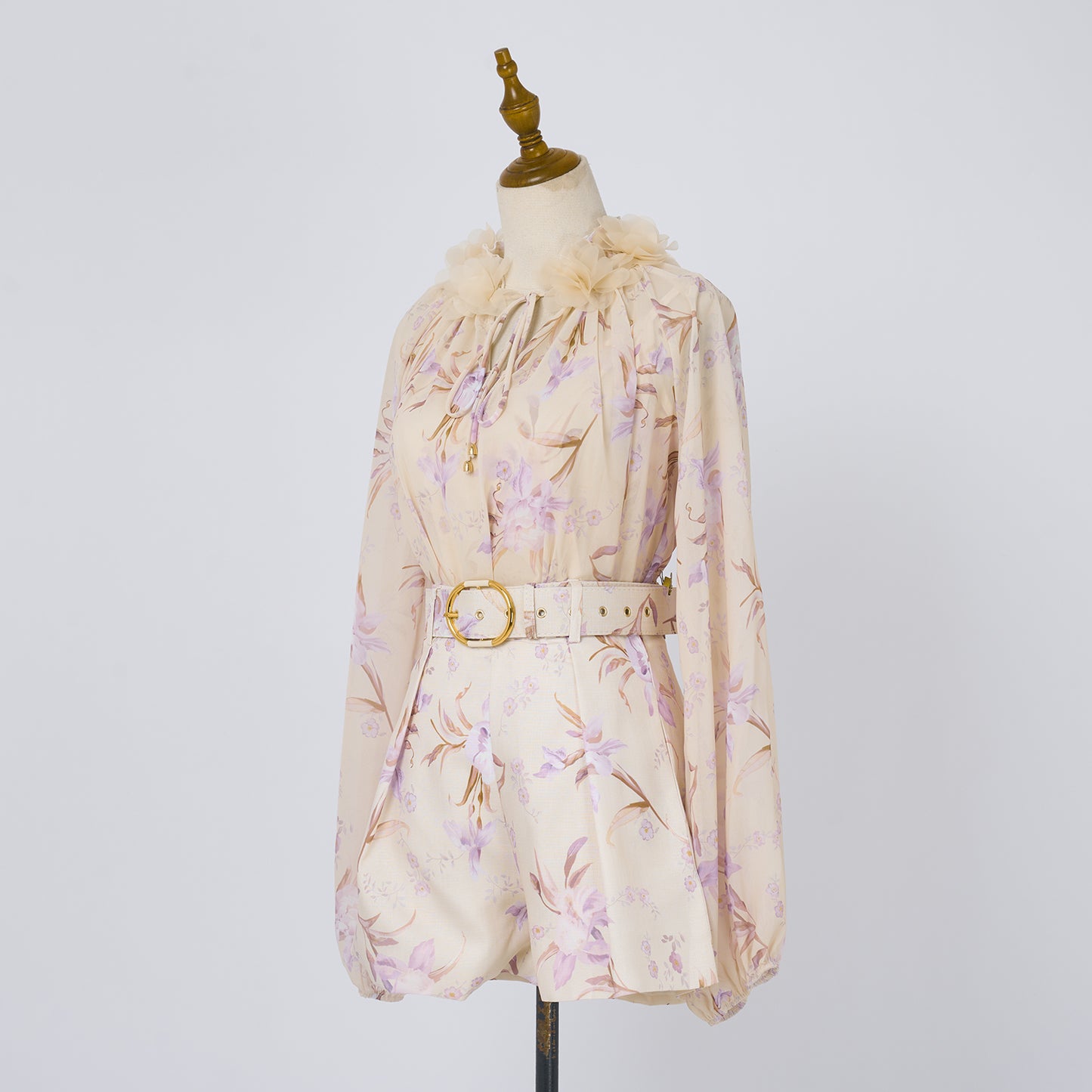 Spring Floral Top High Waisted Shorts Set