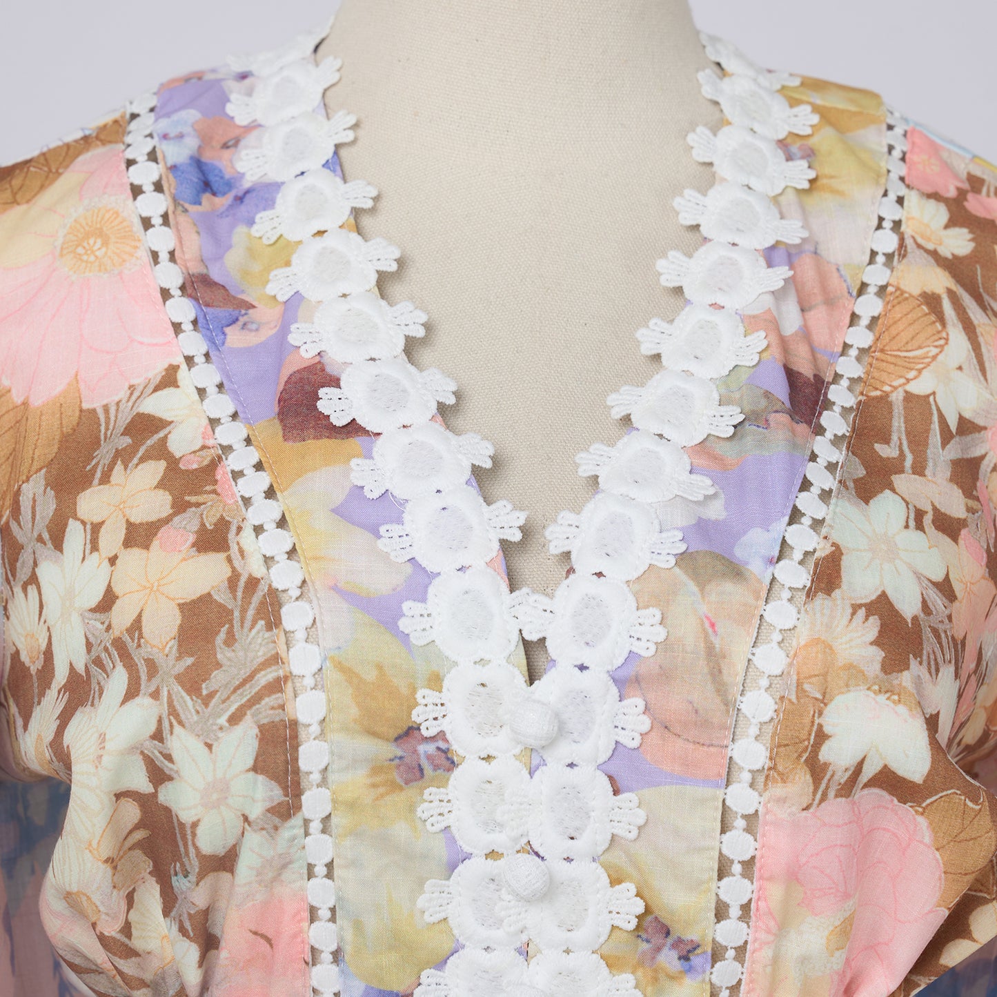 Vacation Style V-neck Lantern Sleeve Vintage Dress