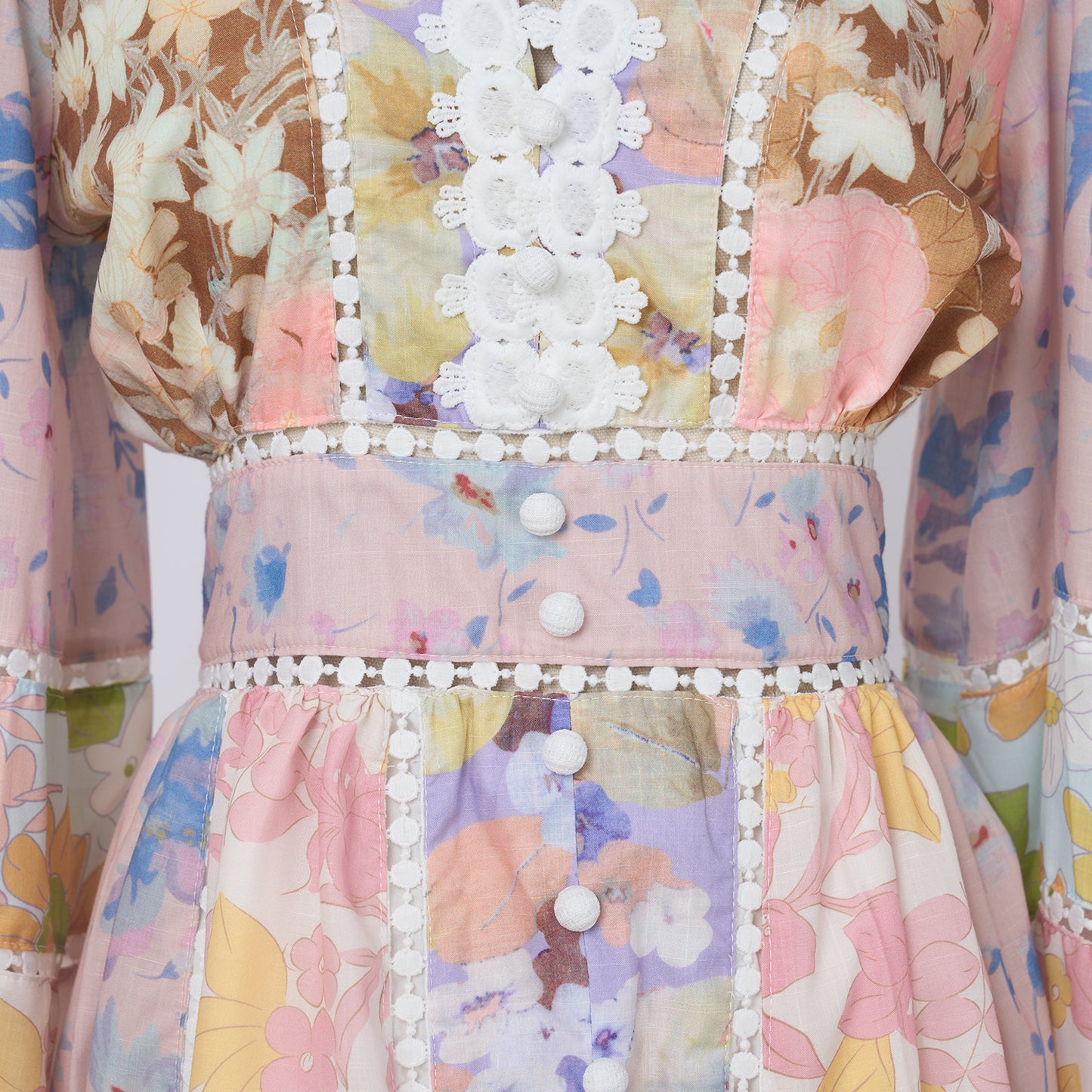 Vacation Style V-neck Lantern Sleeve Vintage Dress