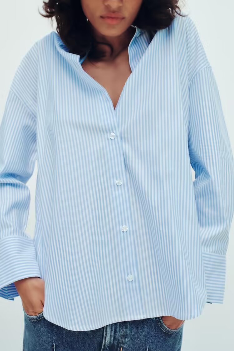 Simple Blue Striped Button-down Shirt
