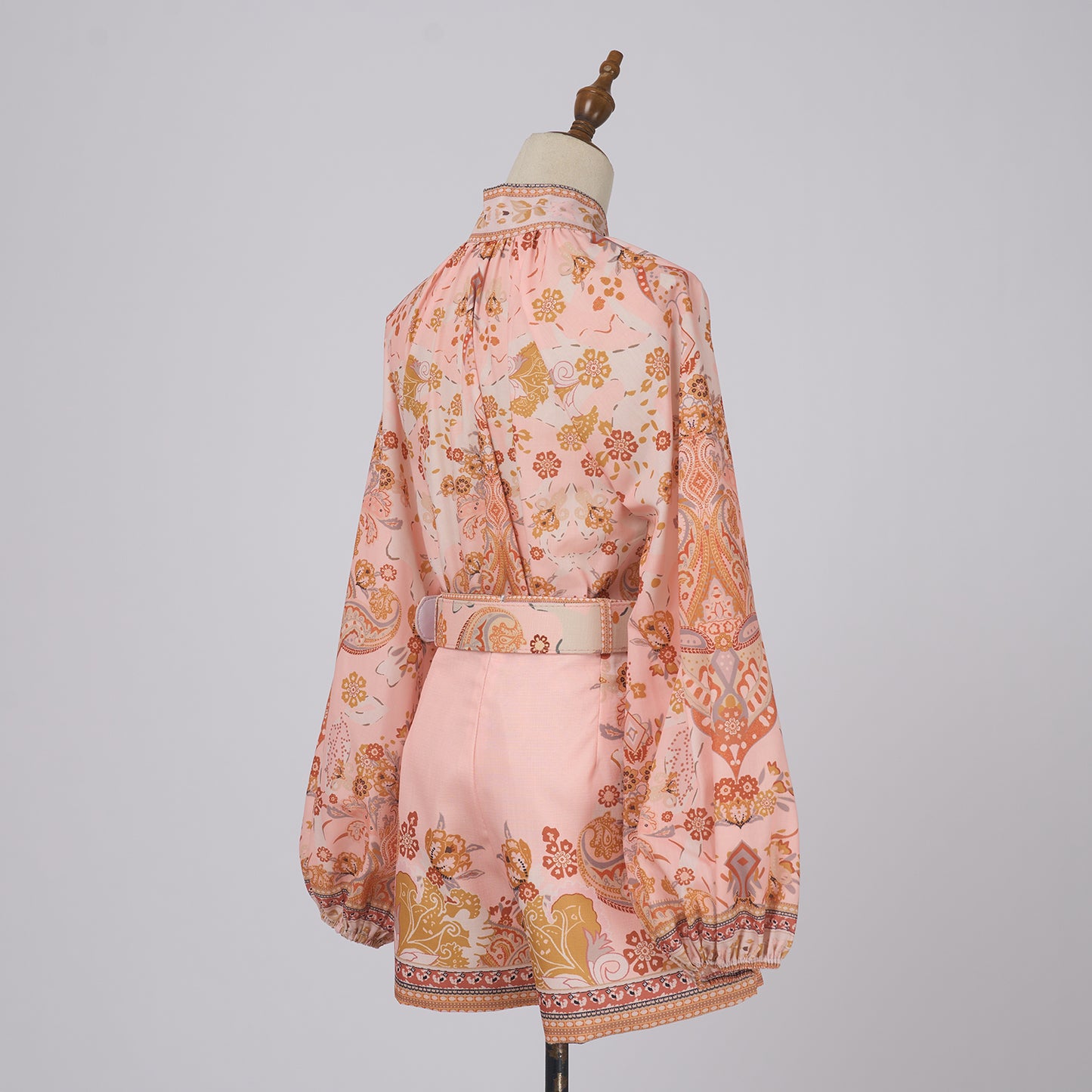Long Sleeve Button Blouse & Shorts Set