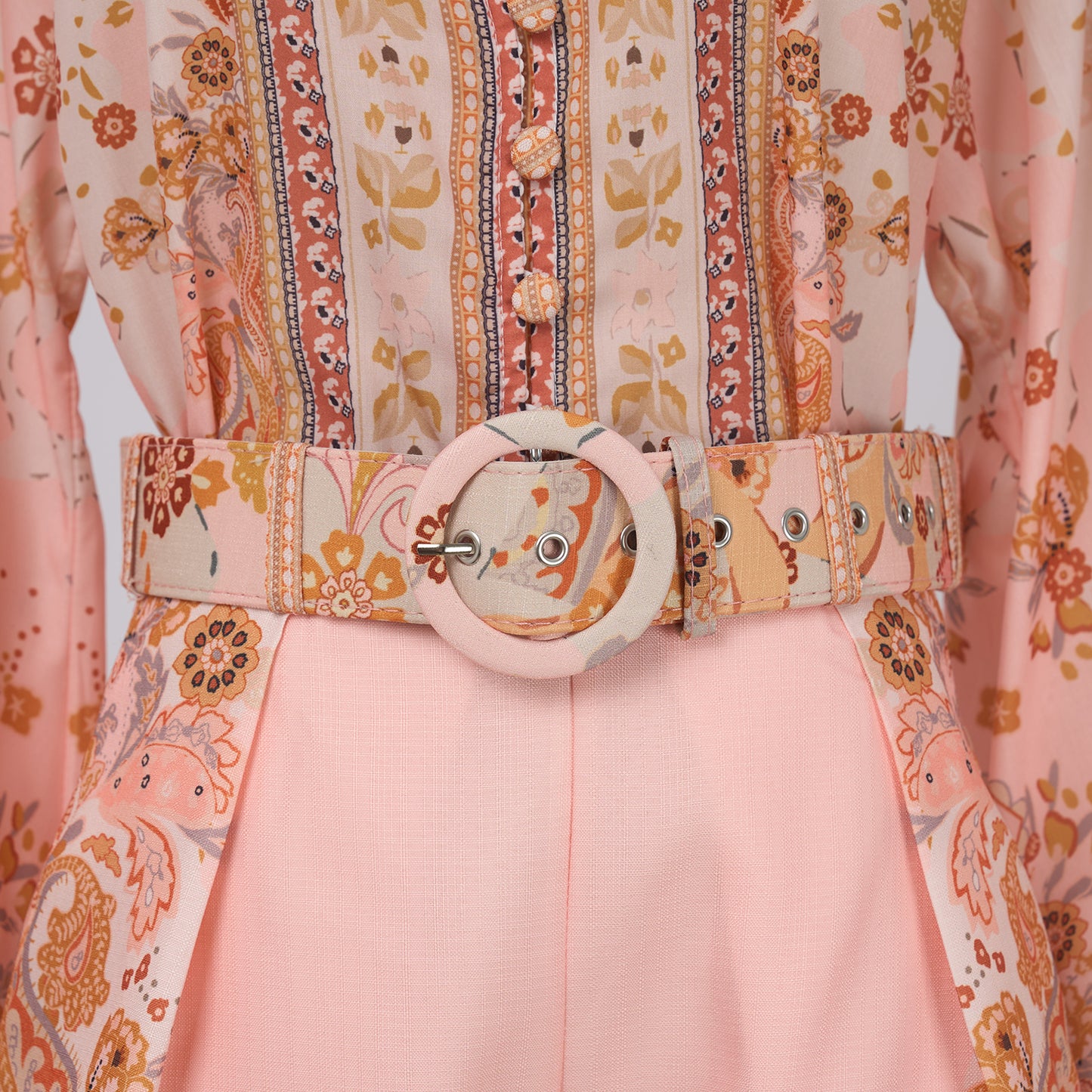 Long Sleeve Button Blouse & Shorts Set