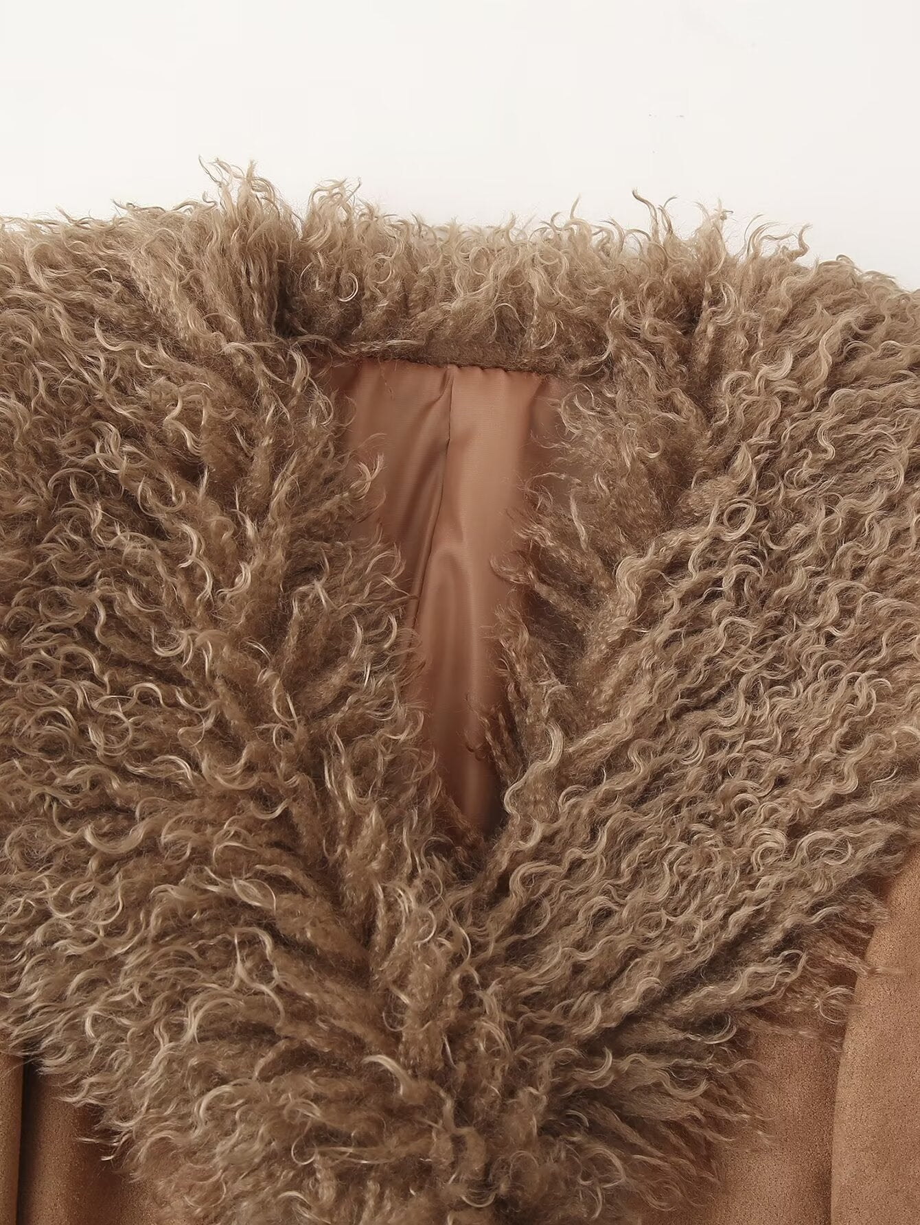 Faux Fur Trim Coat w/ Belt