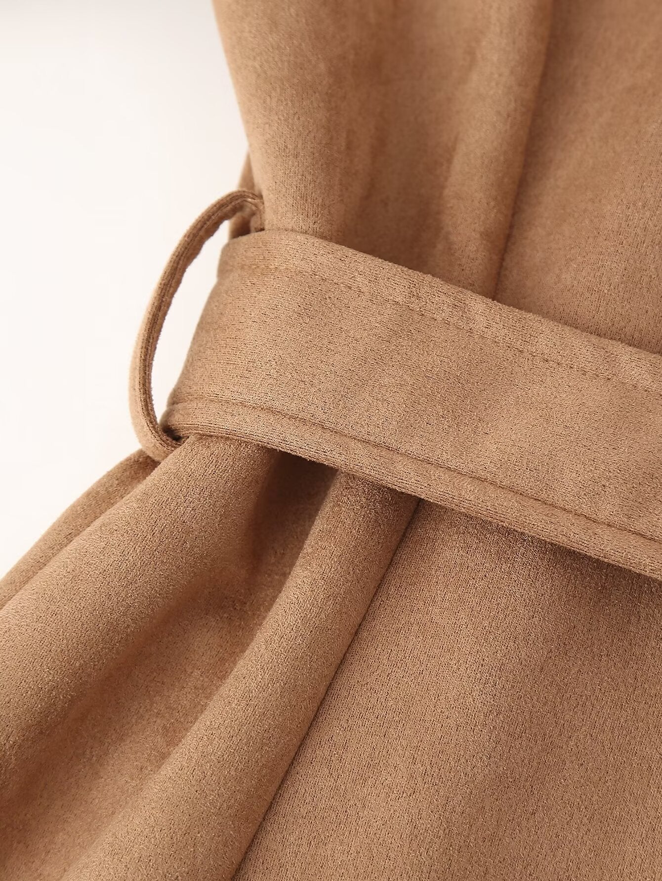 Faux Fur Trim Coat w/ Belt