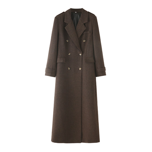Herringbone Twill Double Breasted Coat