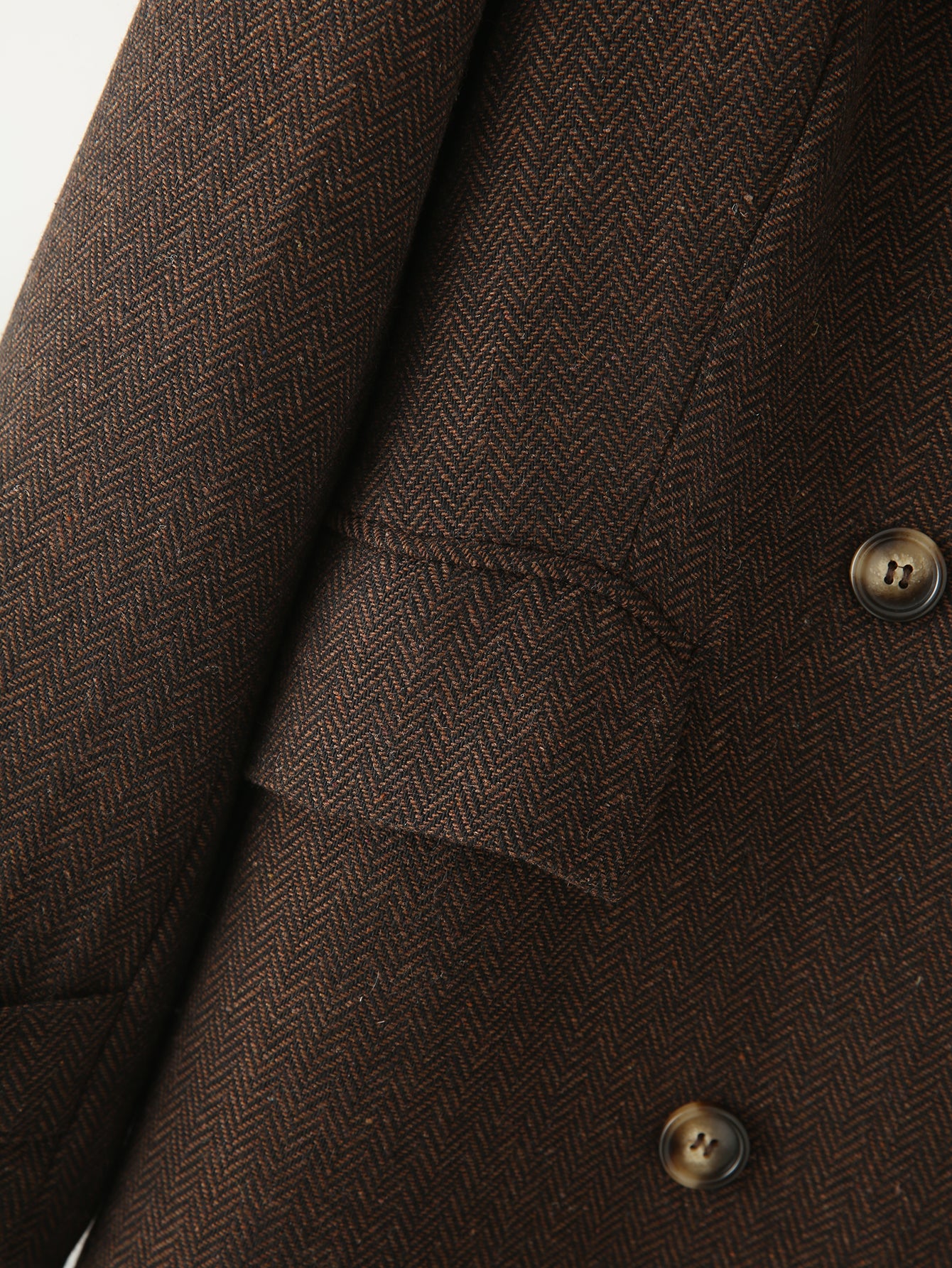 Herringbone Twill Double Breasted Coat