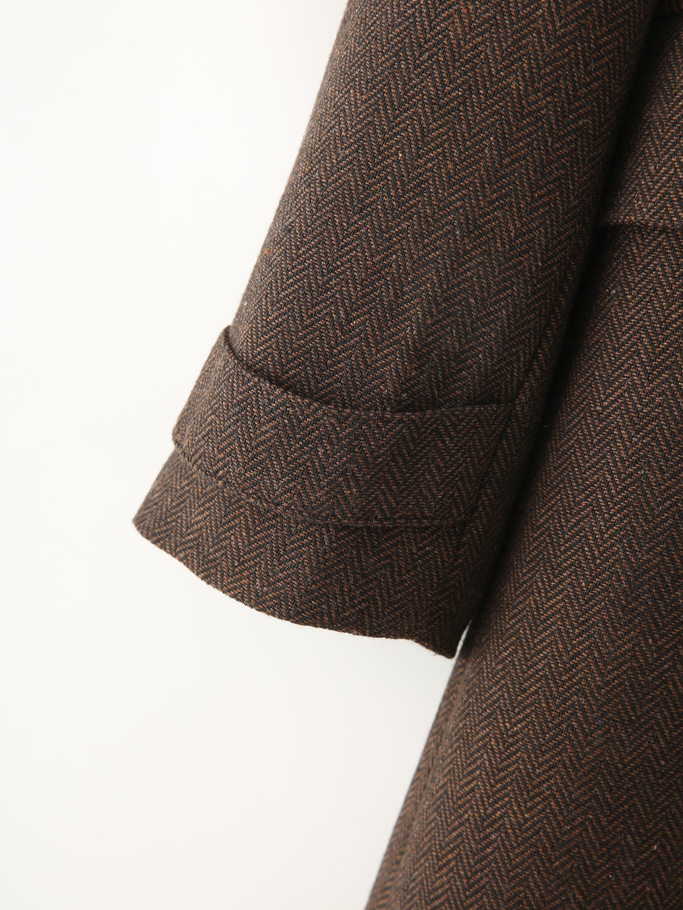 Herringbone Twill Double Breasted Coat