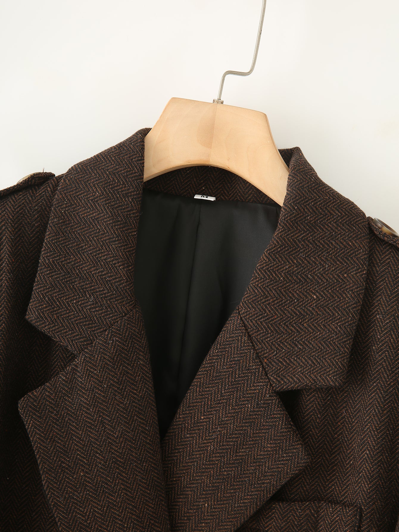 Herringbone Twill Double Breasted Coat