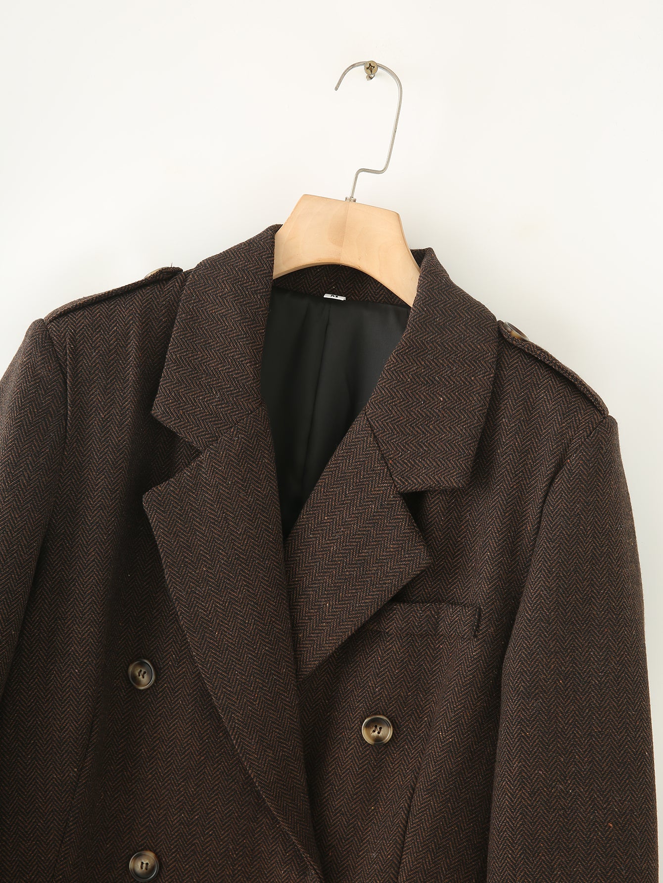 Herringbone Twill Double Breasted Coat
