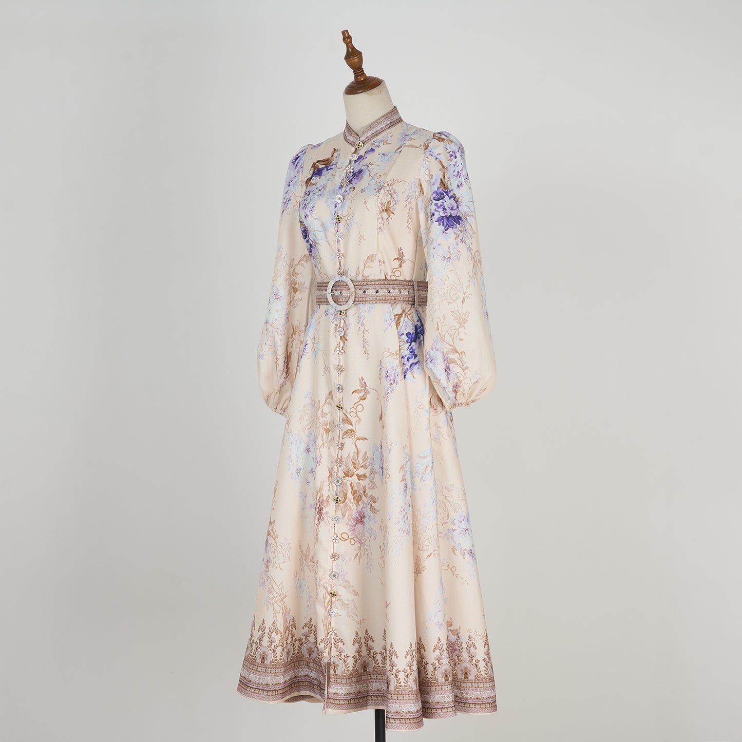 Printed Long Sleeve Elegant Dress