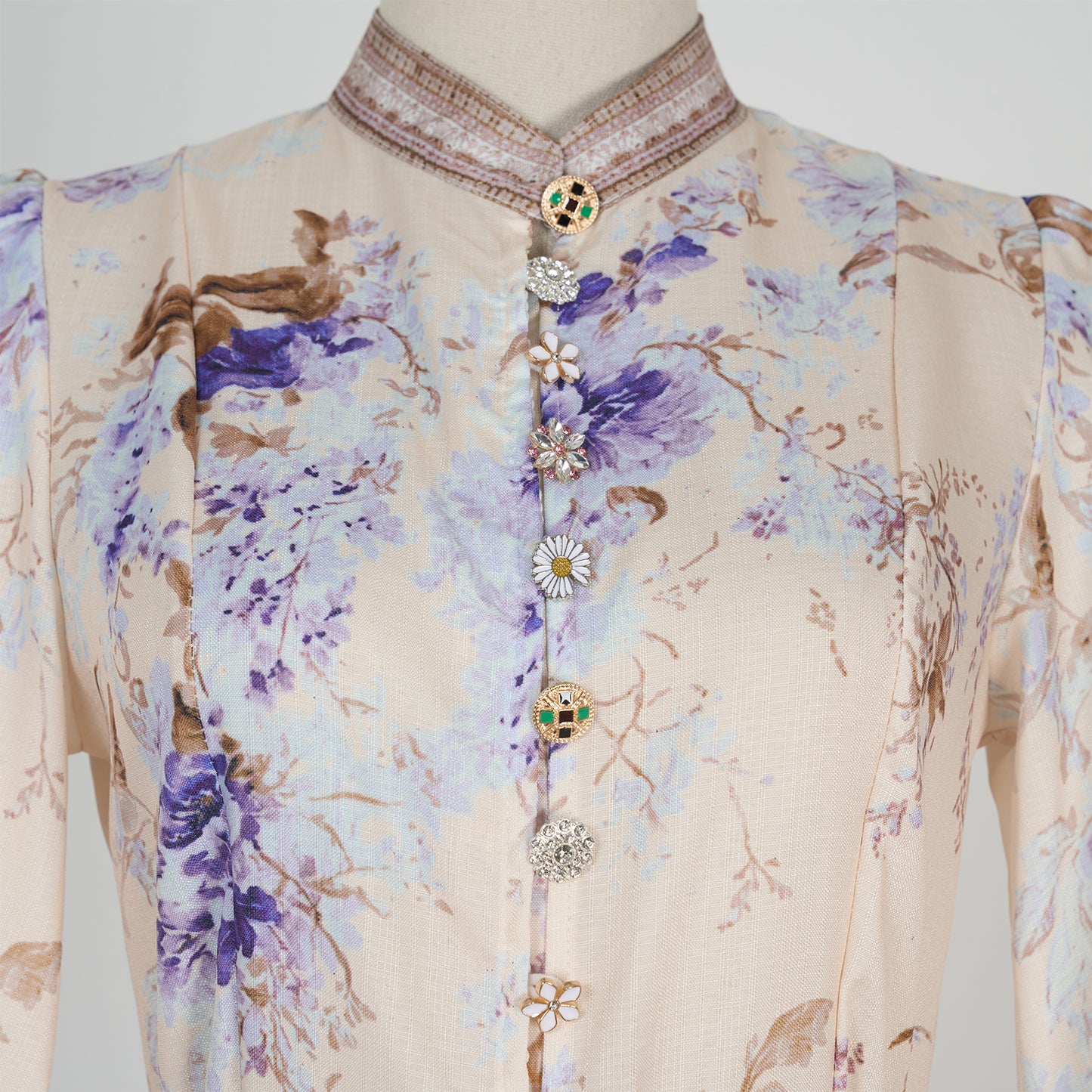 Printed Long Sleeve Elegant Dress