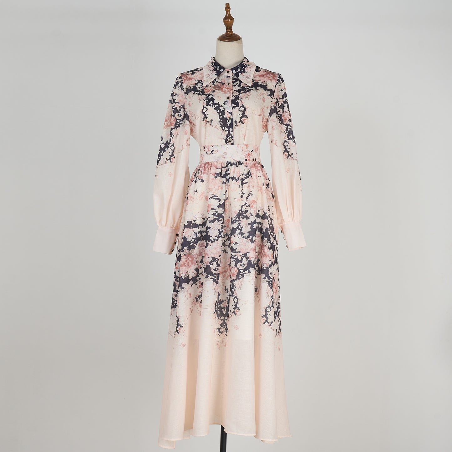 Flower Pattern Long Sleeve Blouse & Long Skirt Set
