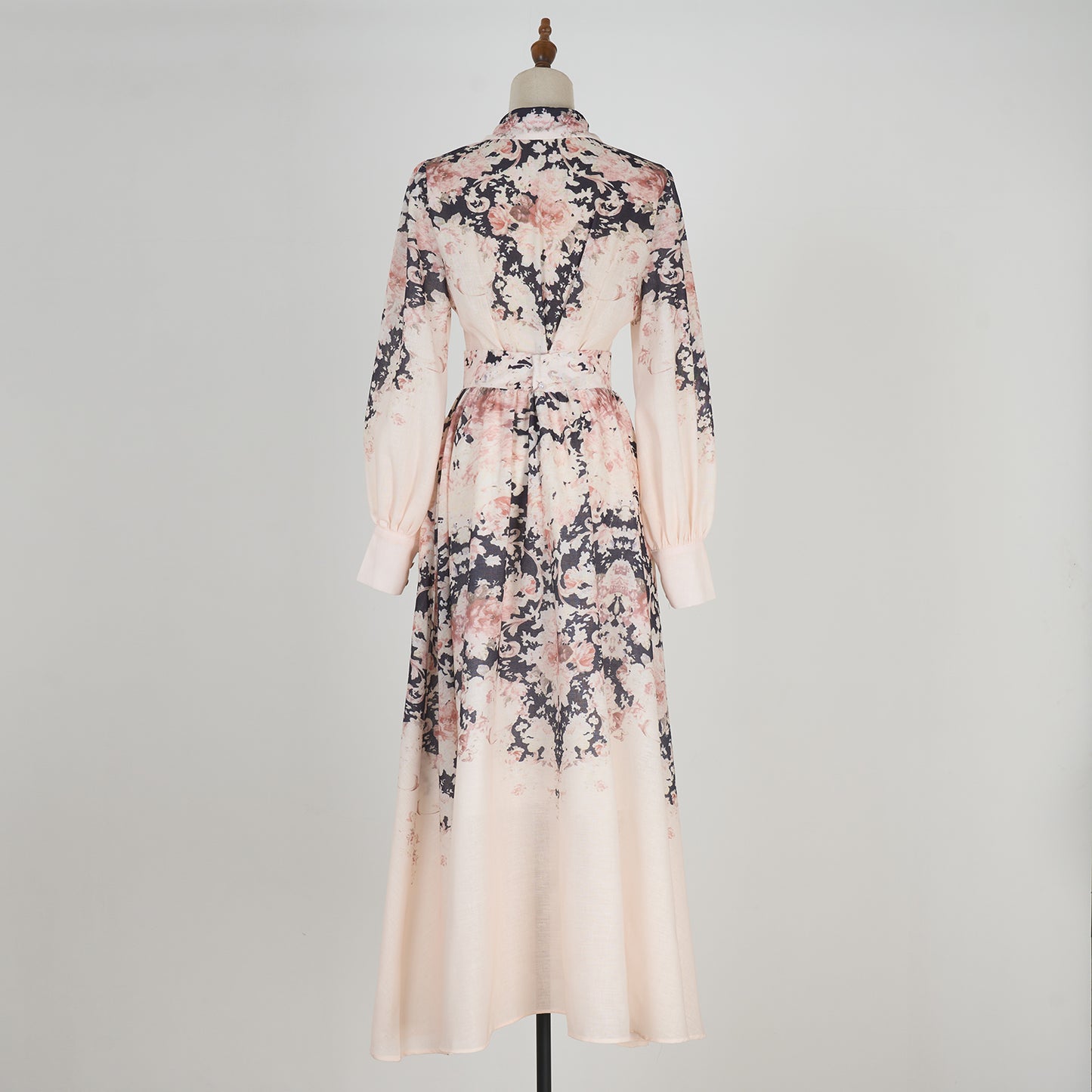 Flower Pattern Long Sleeve Blouse & Long Skirt Set