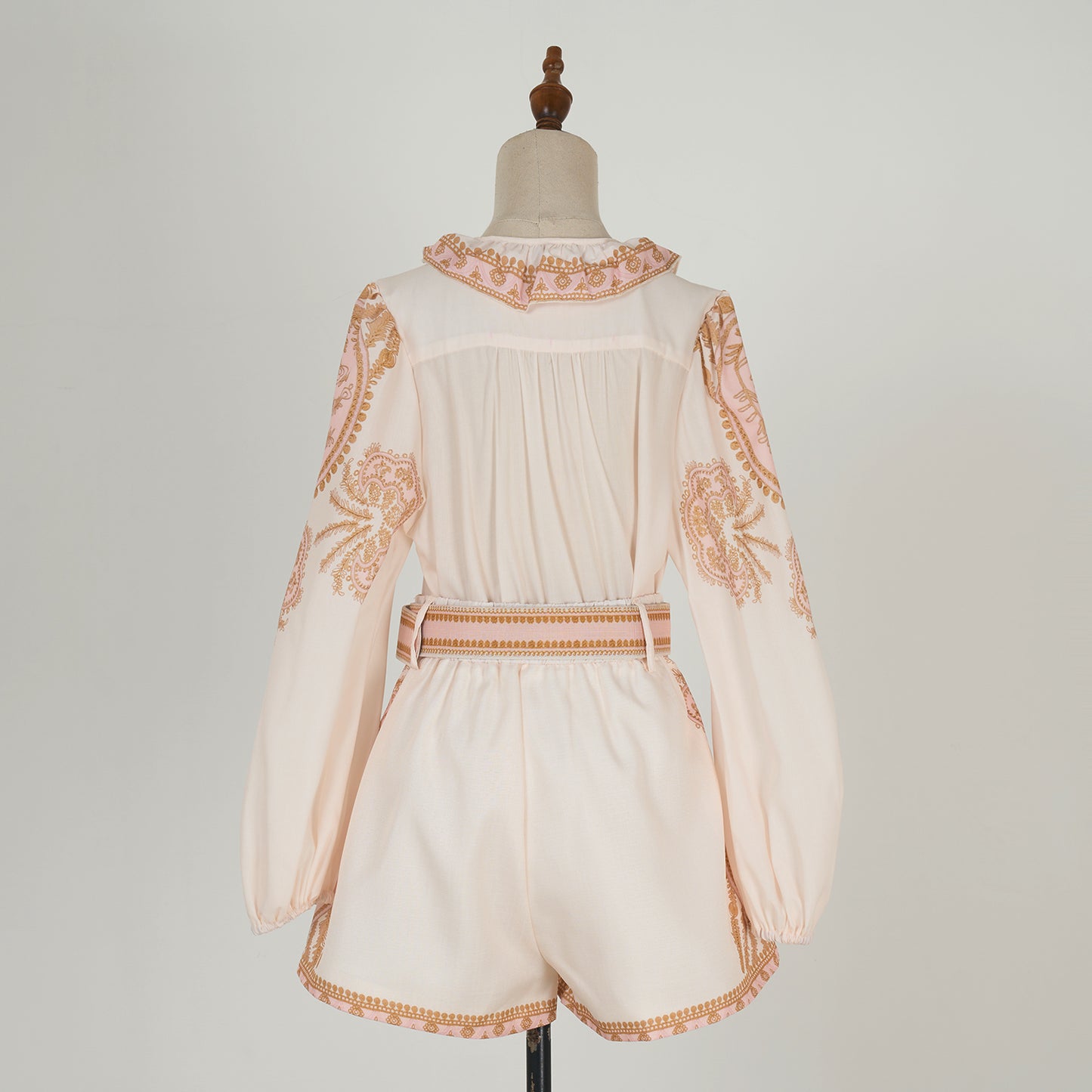 Loose Shirt With Ruffled Collar Elastic Waist Shorts Two Piece Set