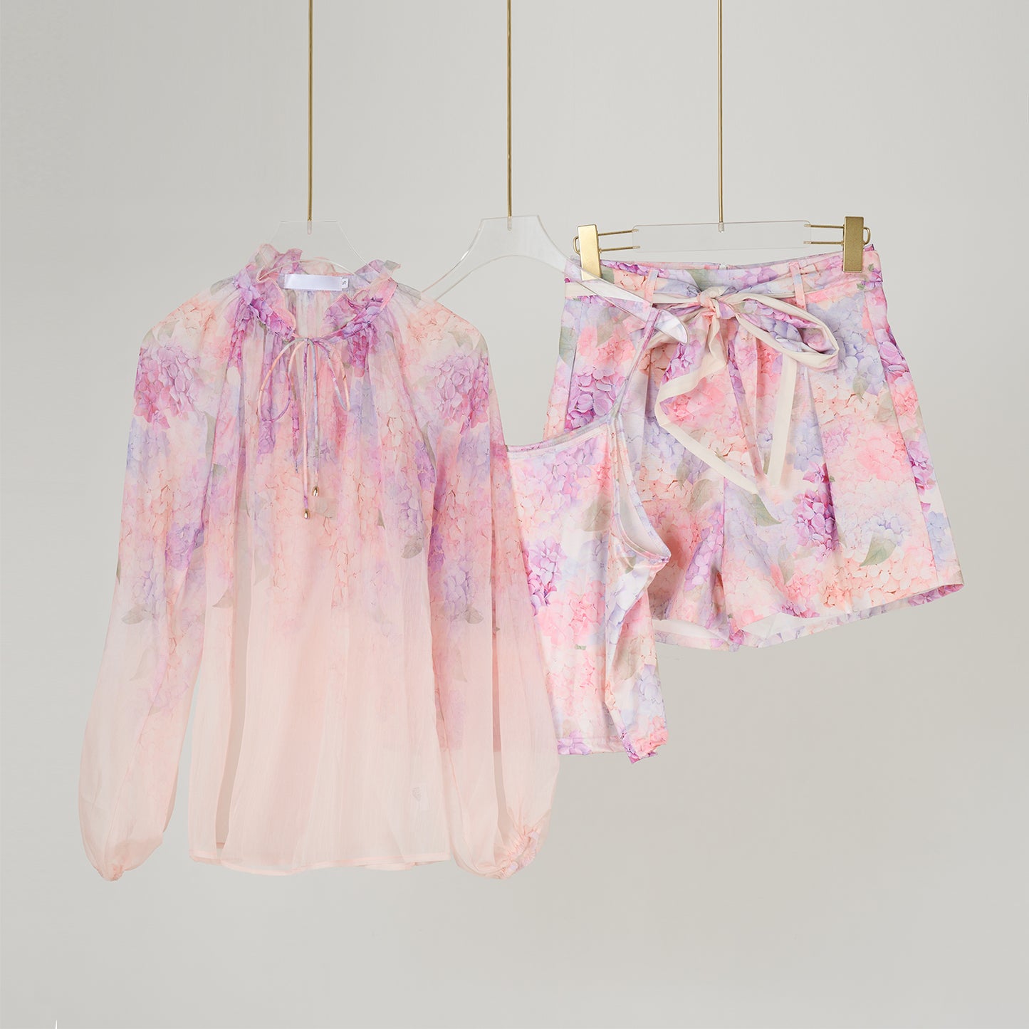Print Top & Shorts Three Piece Set