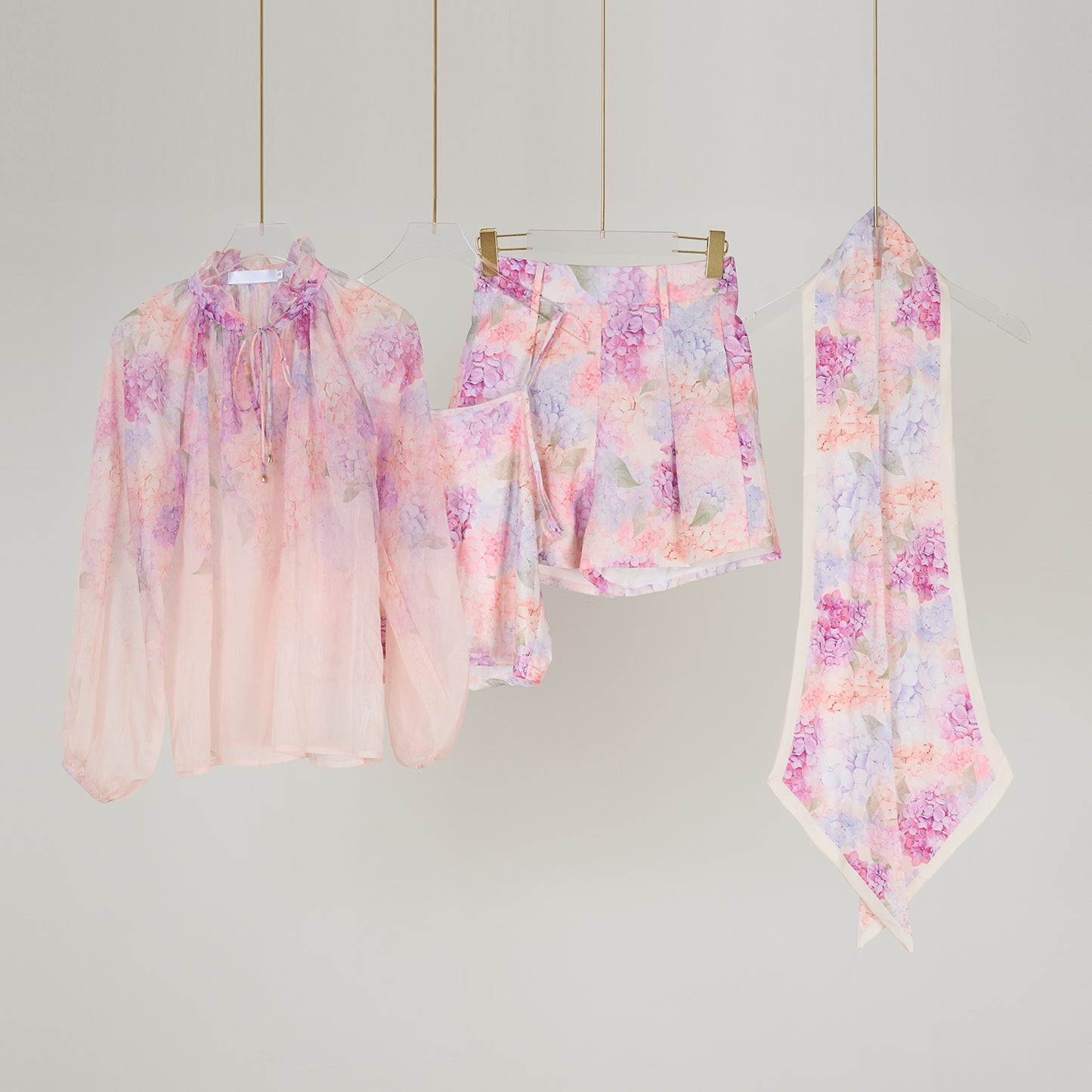 Print Top & Shorts Three Piece Set