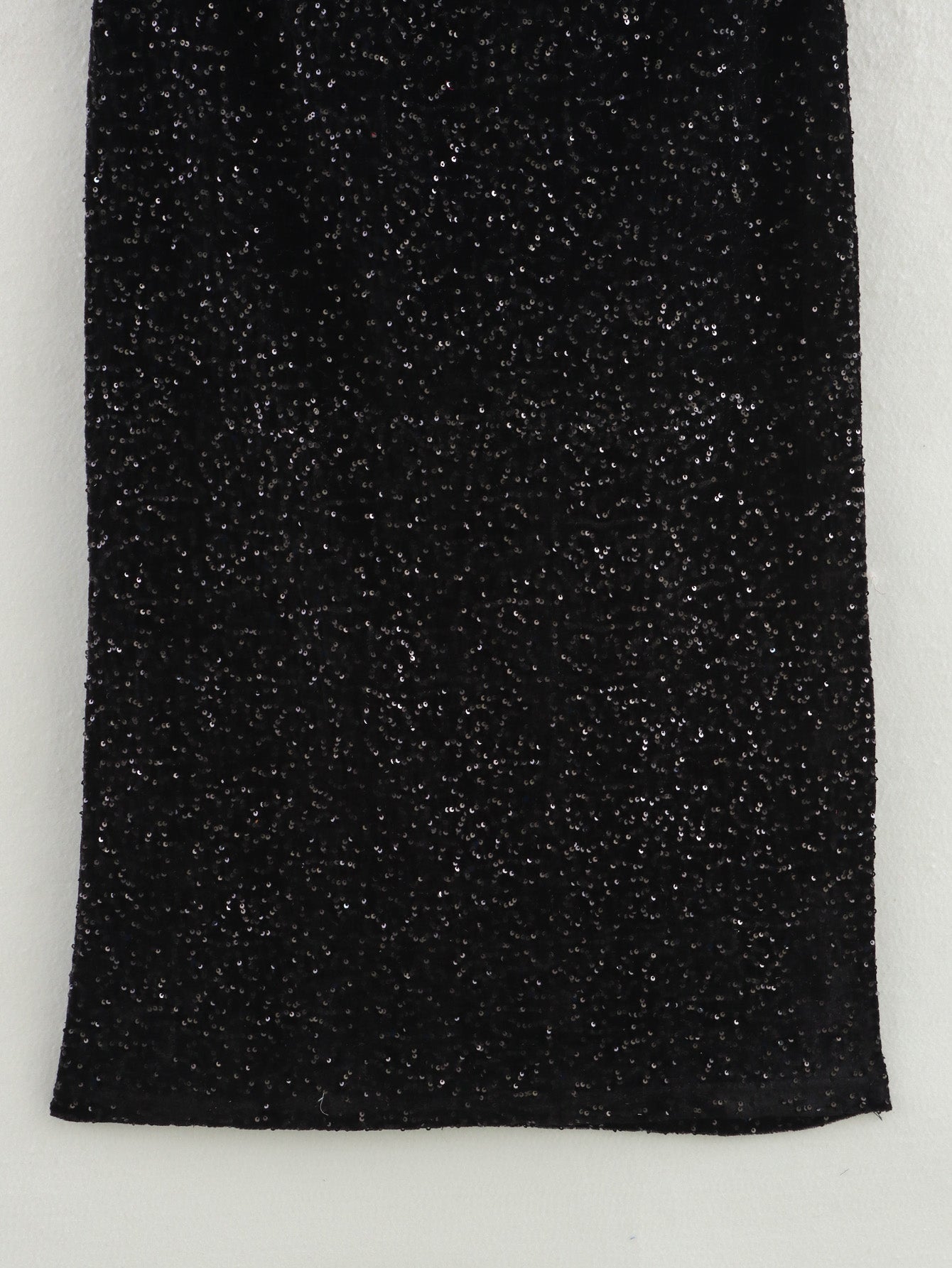 Sequin Black Padded Shoulder Dress