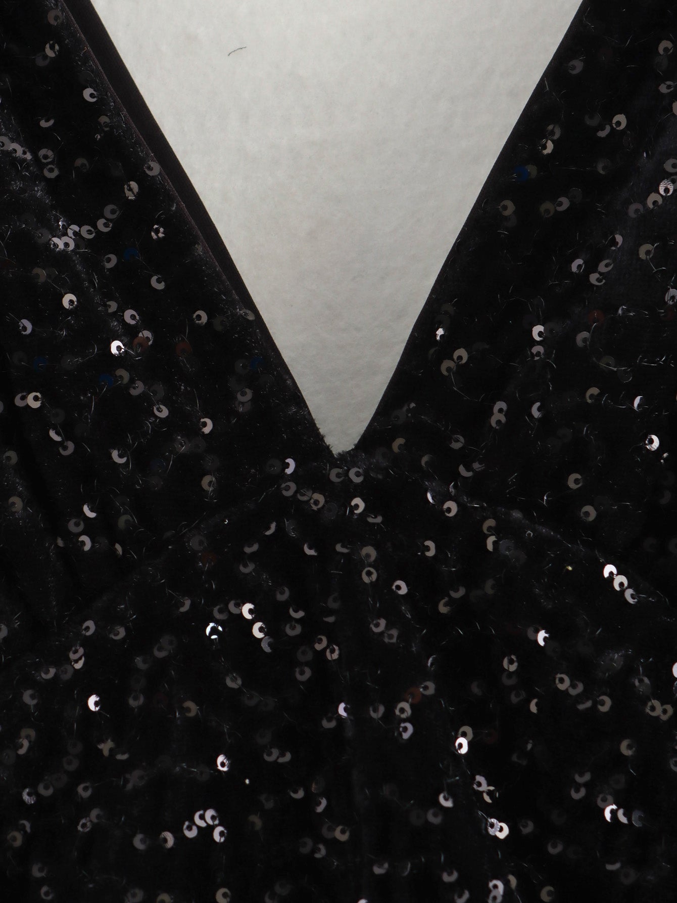 Sequin Black Padded Shoulder Dress