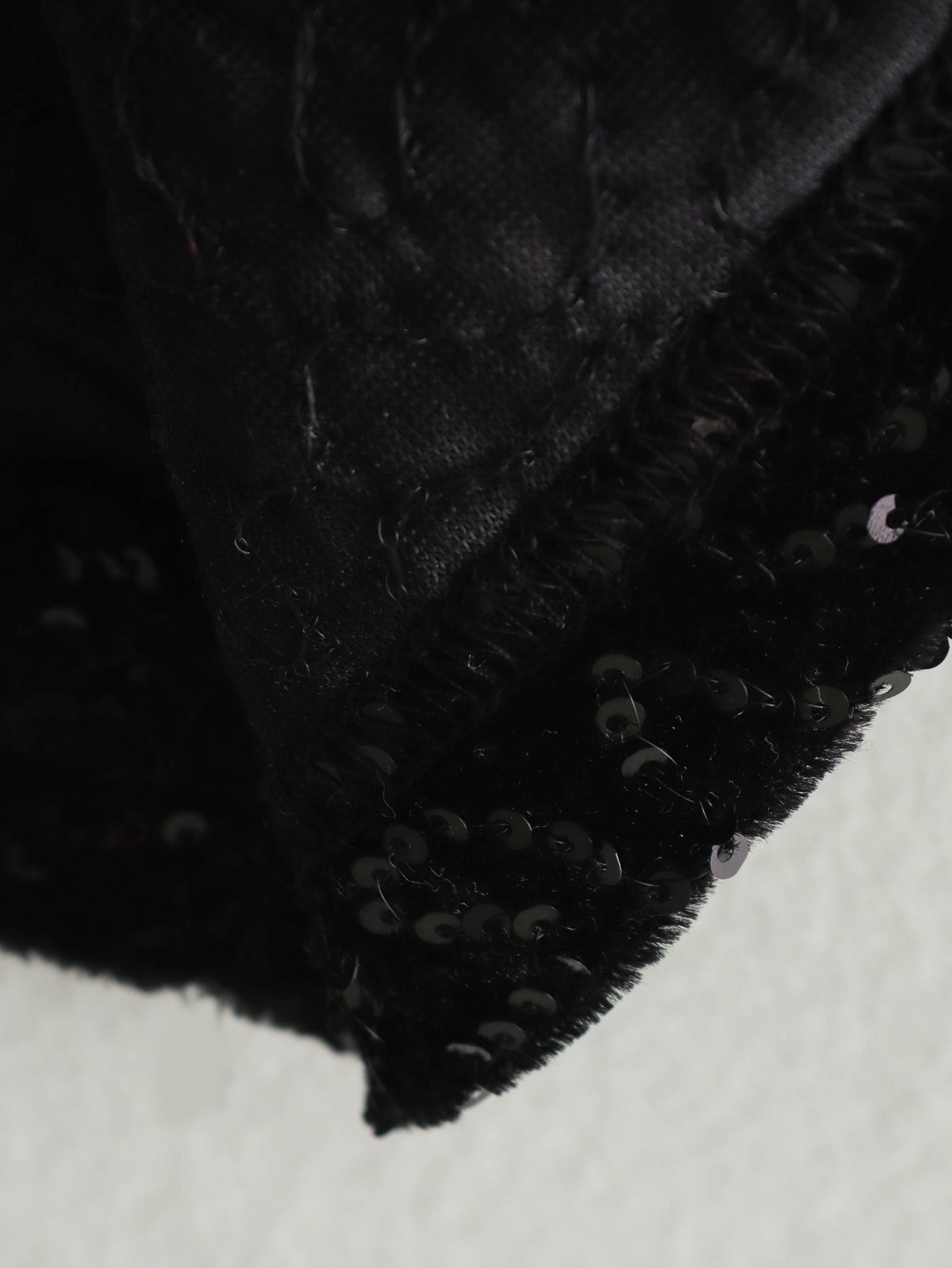 Sequin Black Padded Shoulder Dress
