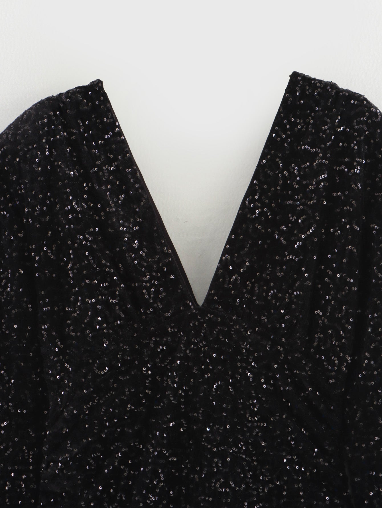 Sequin Black Padded Shoulder Dress