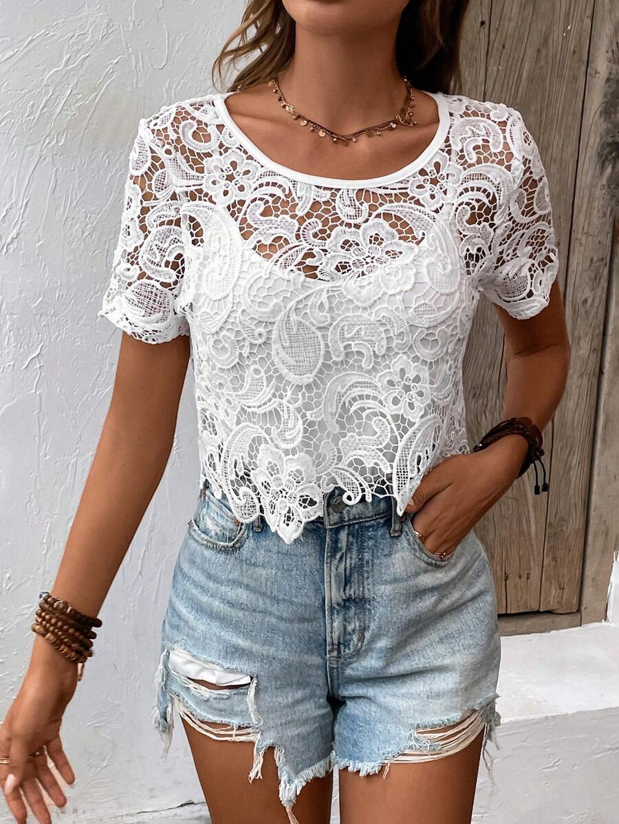 Lace Round Neck Blouse
