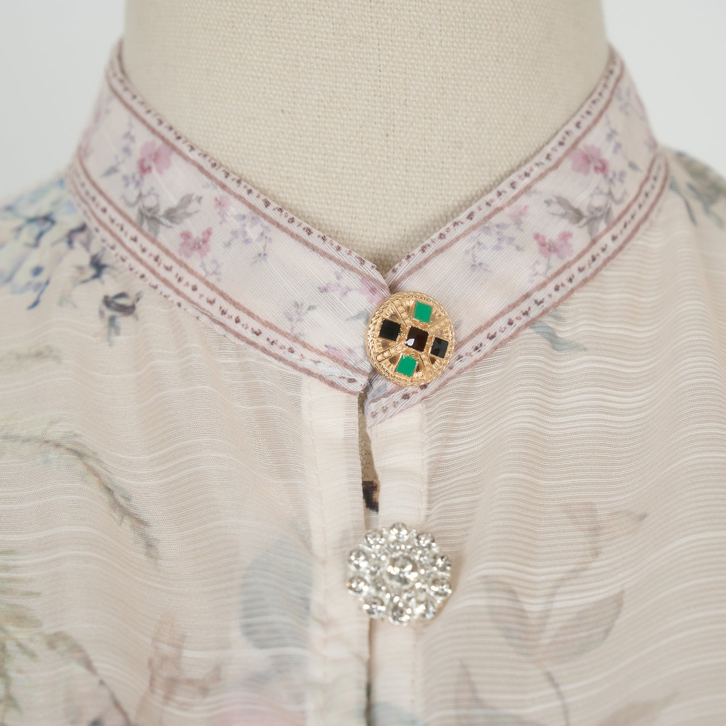 Graceful Stand-Up Collar Lantern Sleeve Dress w/ Belt