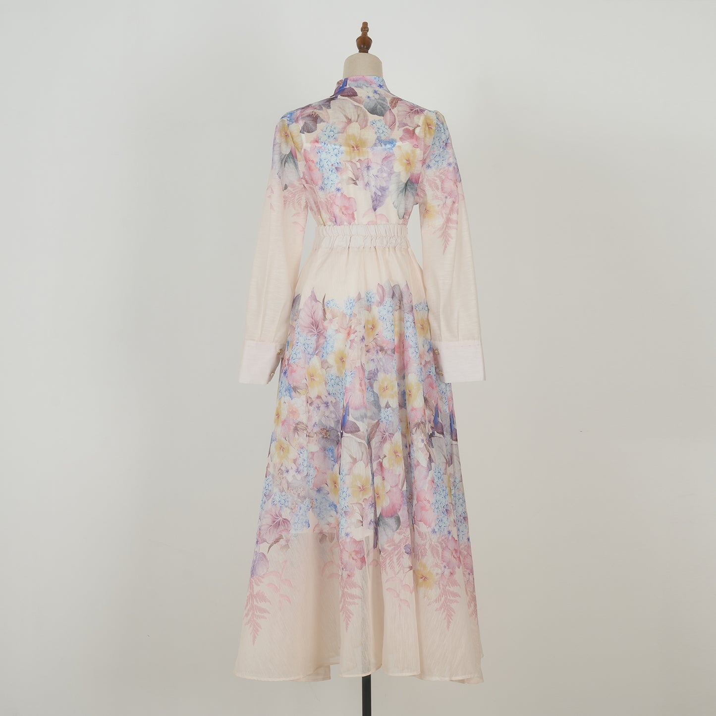 Long Sleeved Floral Printed Blouse & Skirt Set