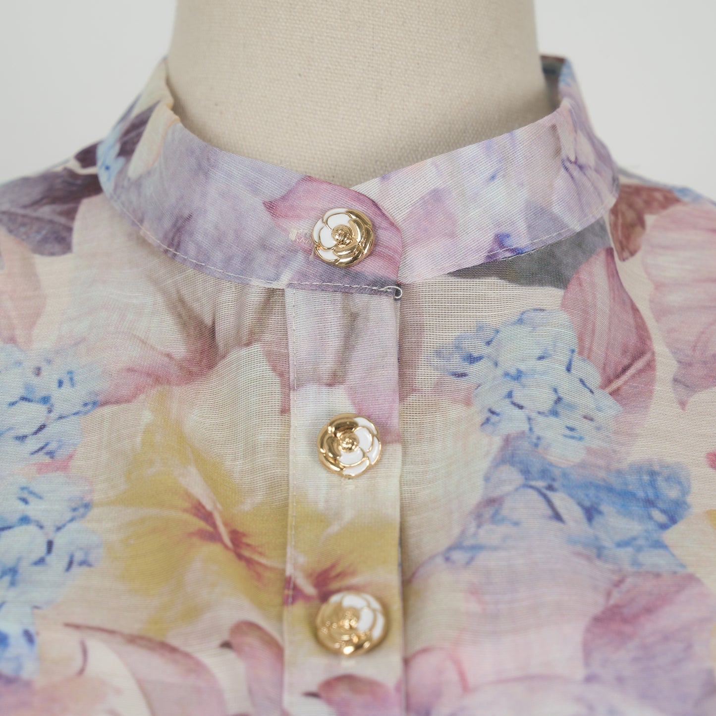 Long Sleeved Floral Printed Blouse & Skirt Set