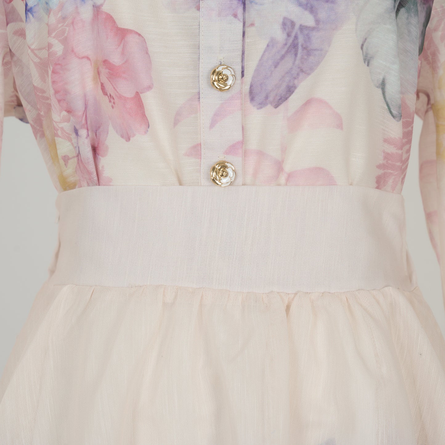 Long Sleeved Floral Printed Blouse & Skirt Set