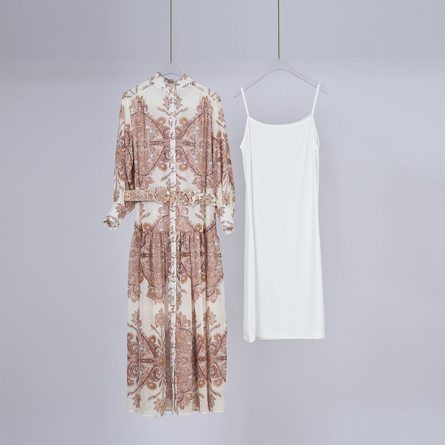Loose And Slim Fitting V Neck Dress With Belt