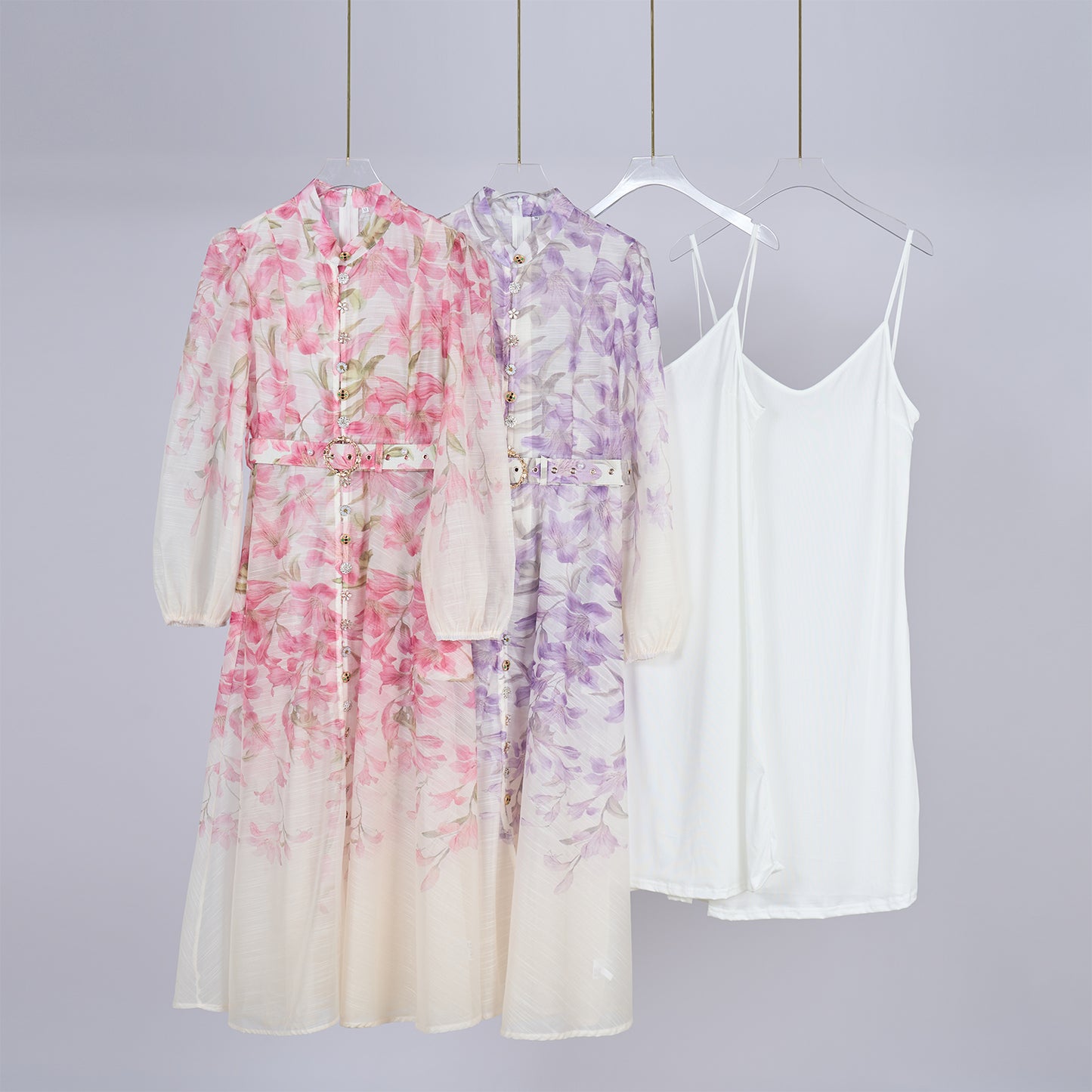 Vacation Style Patterned Buttoned Dress