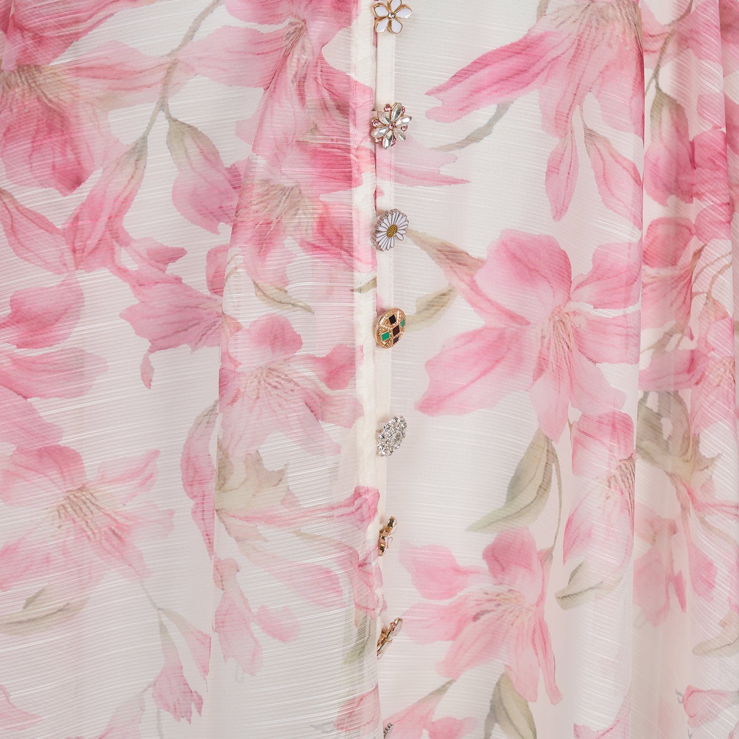 Vacation Style Patterned Buttoned Dress