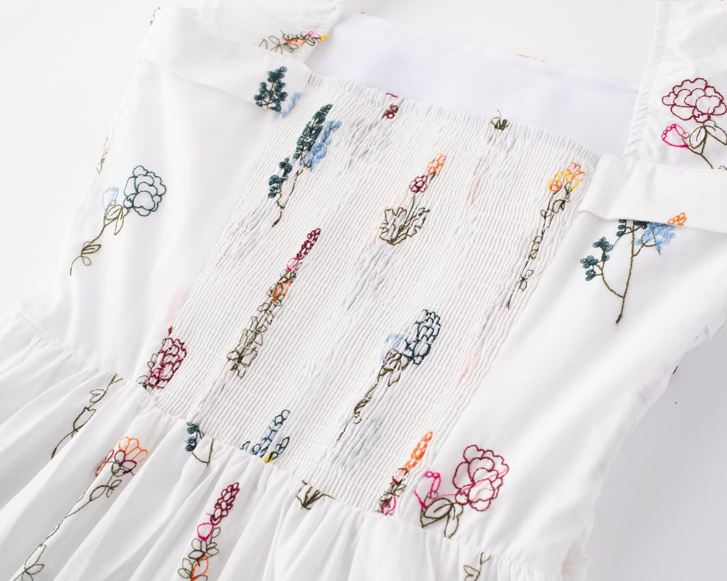 Embroidered Puff Sleeve Dress