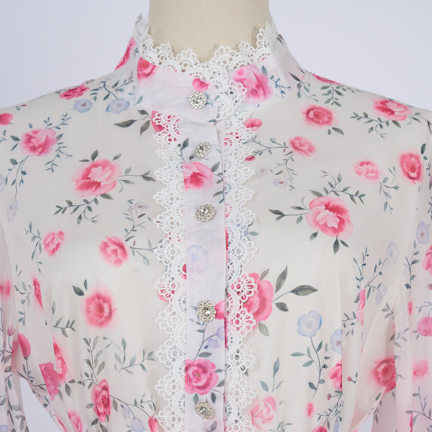 Long Sleeve Printed Buttons Of The Belt Dress
