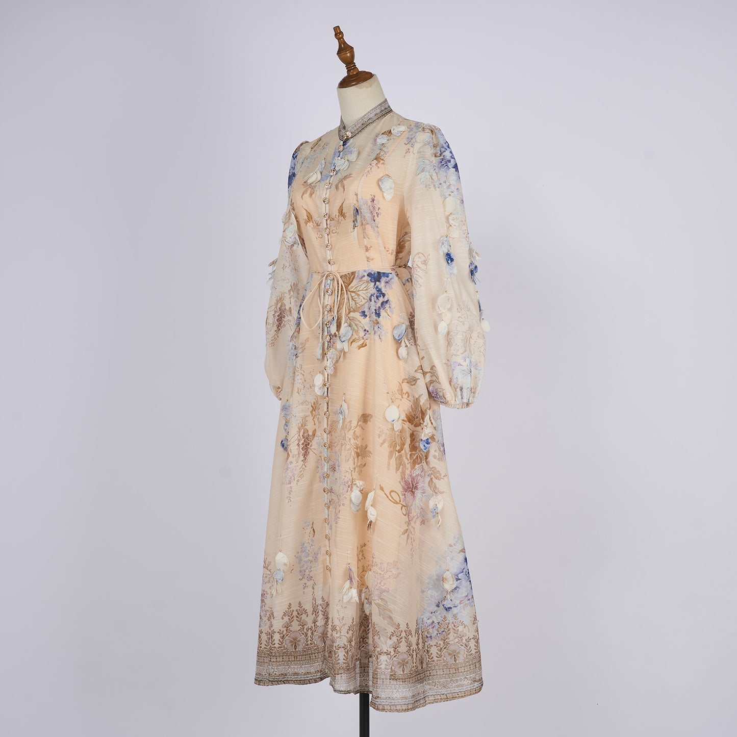 Long Sleeve Printed Button Dress