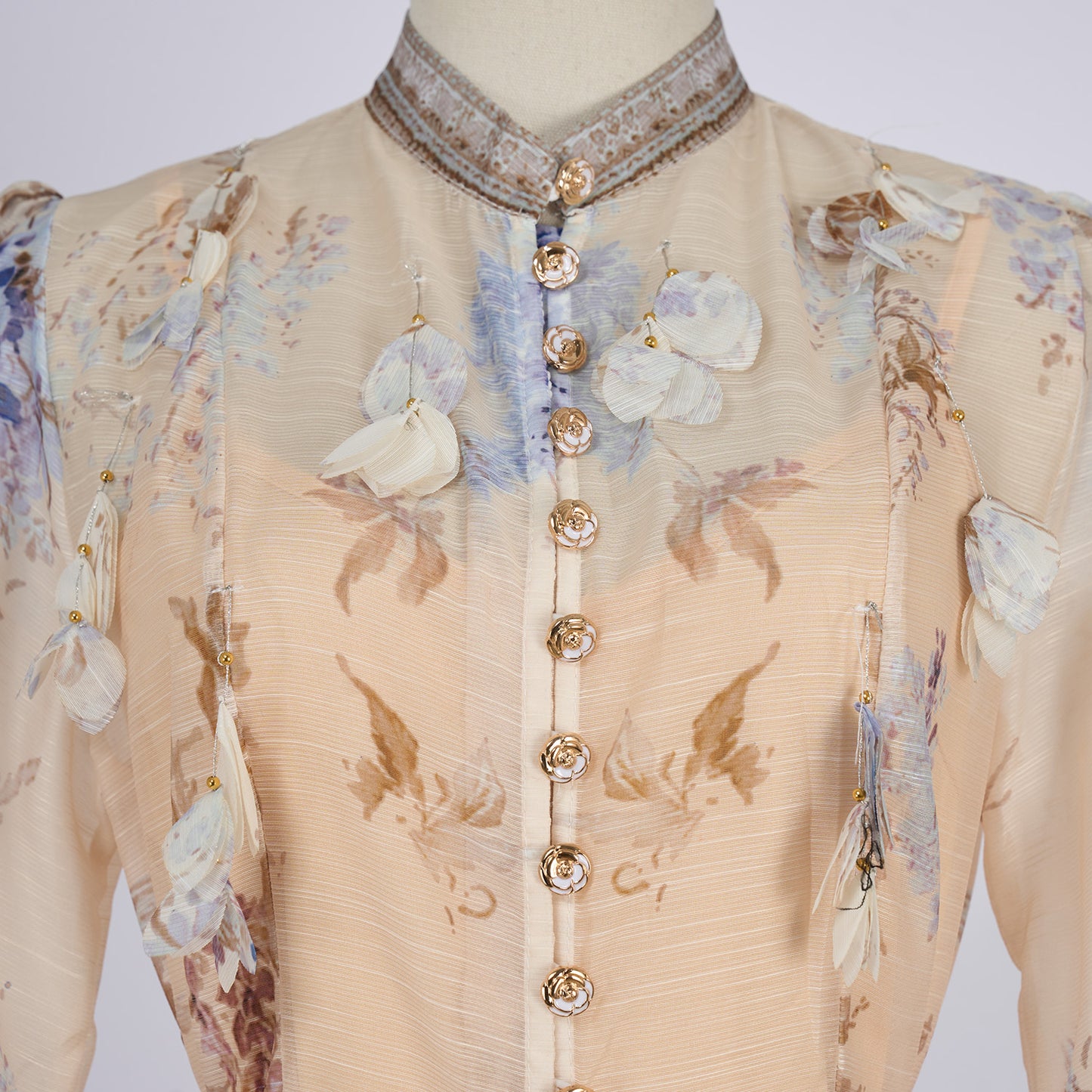 Long Sleeve Printed Button Dress