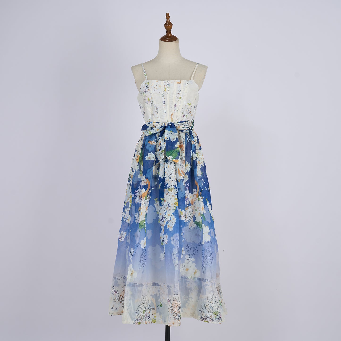 Fishbone Floral Midi Dress