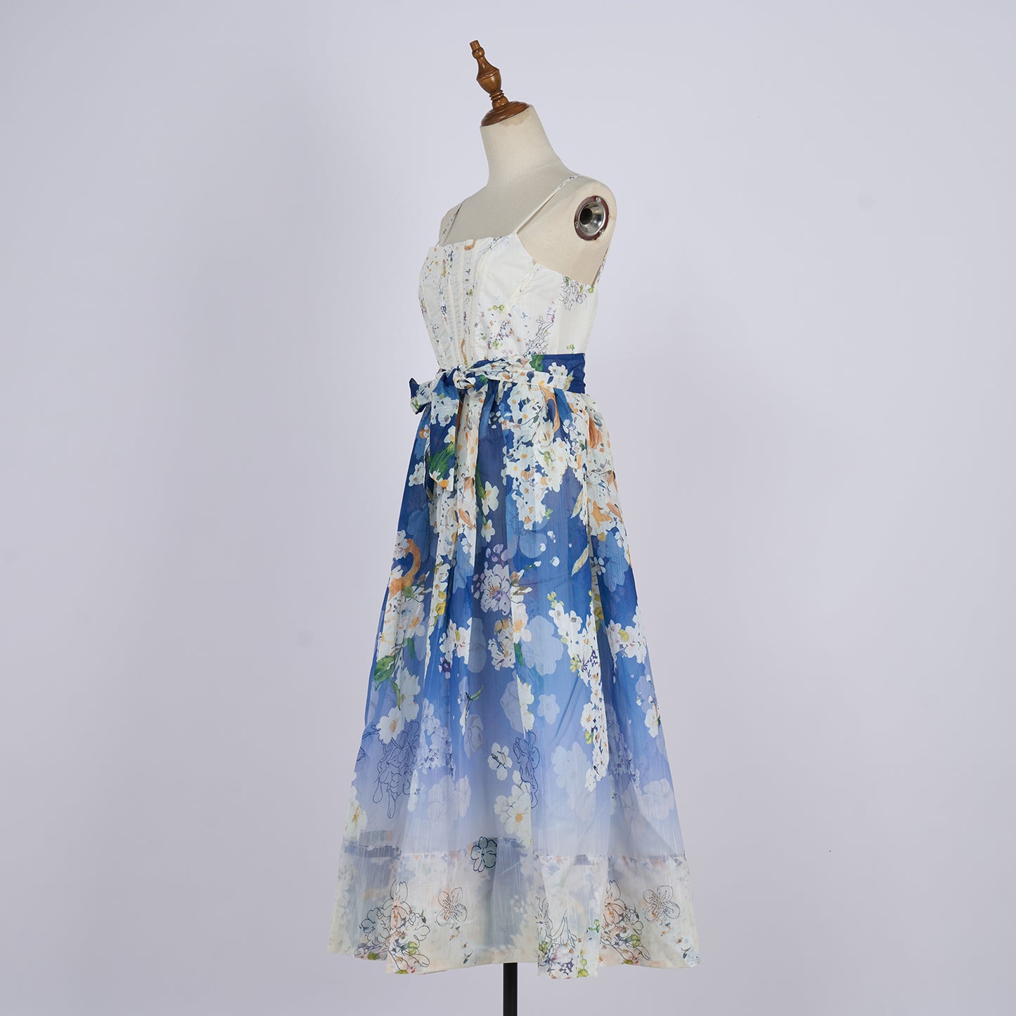 Fishbone Floral Midi Dress