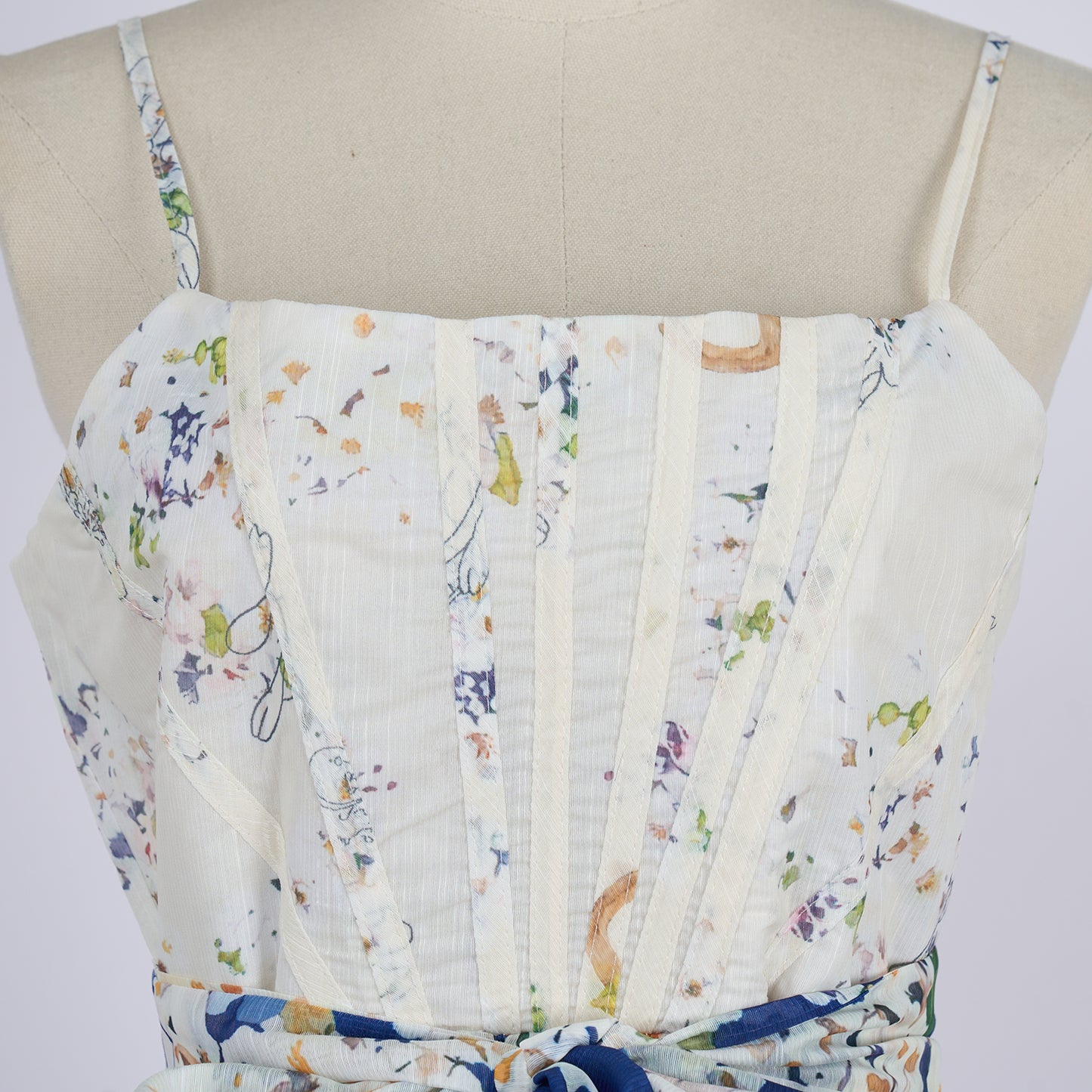 Fishbone Floral Midi Dress