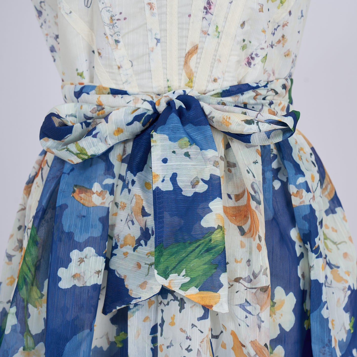 Fishbone Floral Midi Dress