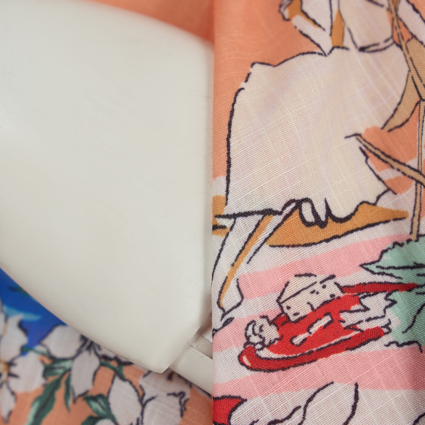Linen Palm Tree Pattern Picnic Style Dress