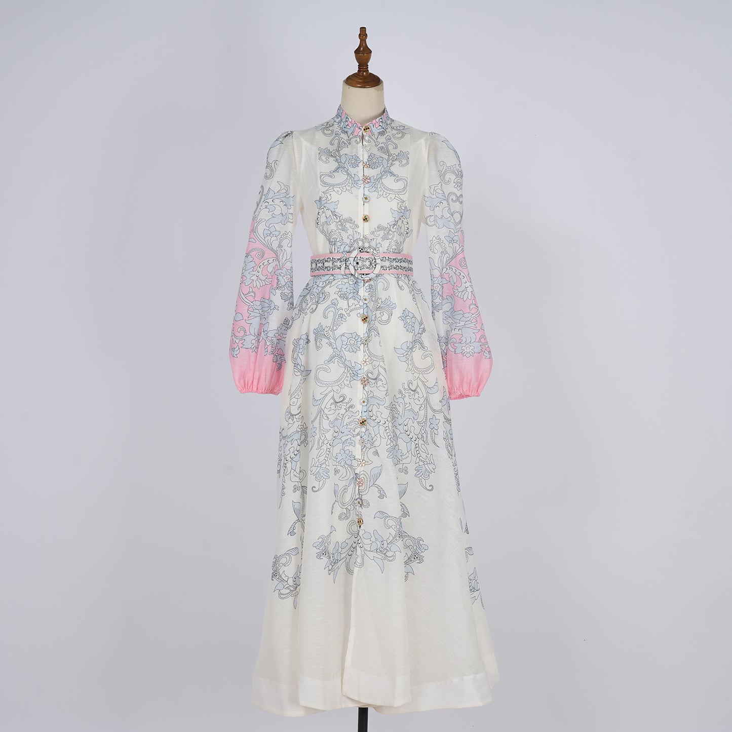 Lantern Sleeve Retro Printed Dress