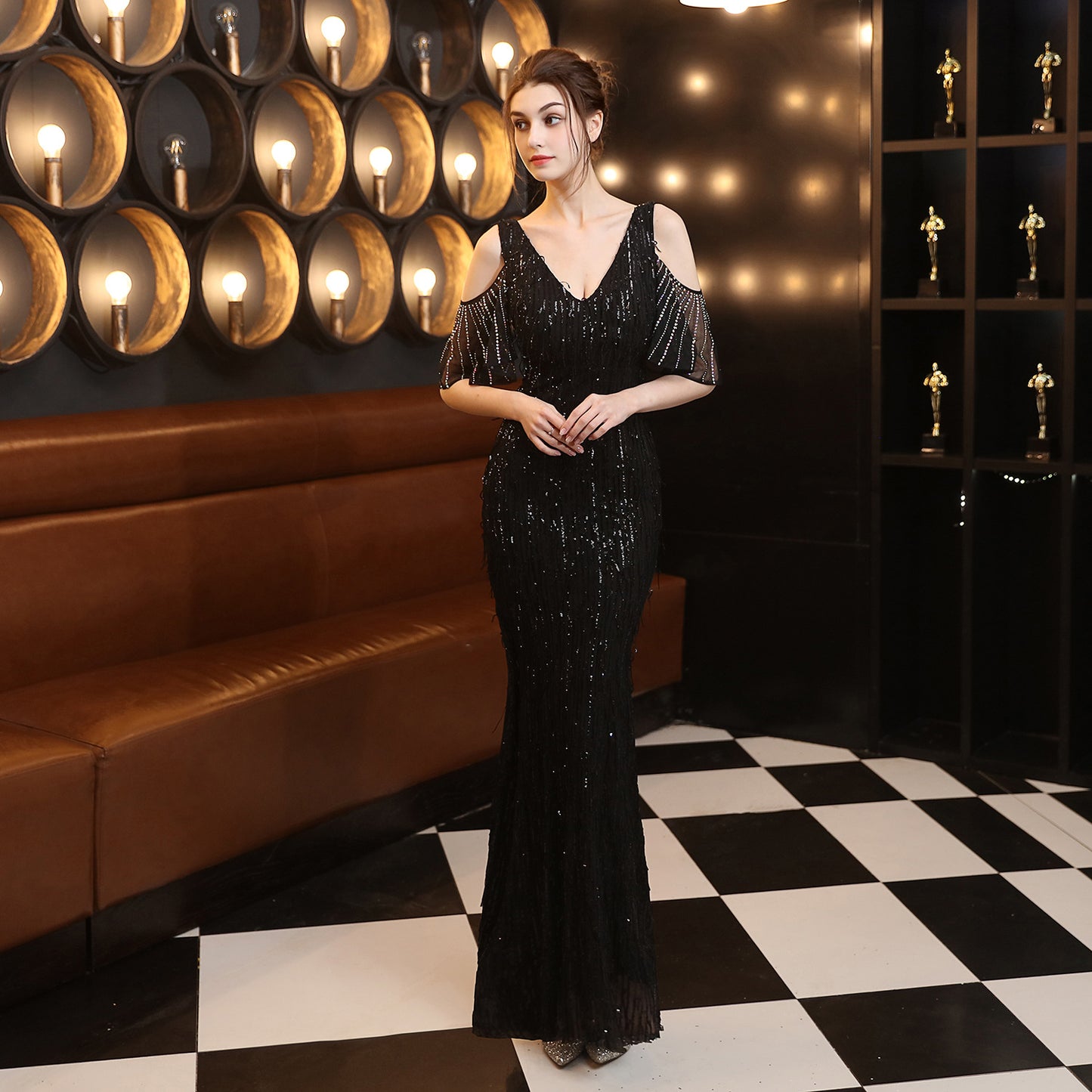 Sequin Tassel Fishtail Gown