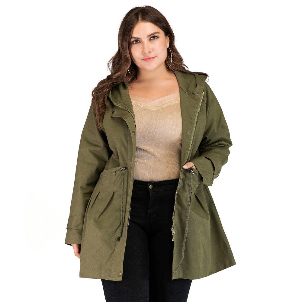 Abrigo anorak verde militar adelgazante con cintura media