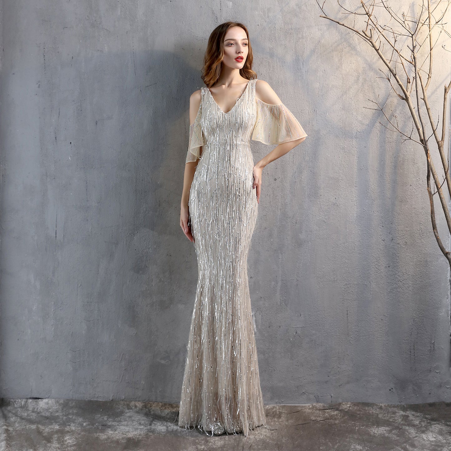 Sequin Tassel Fishtail Gown